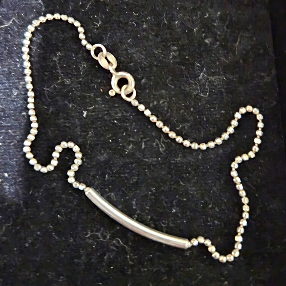 Bracelet, minimalist beaded sterling silver
